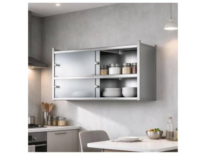 Wand schrank Edelstahl mit Schiebetüren und Türgriffen Wandschrank Dickwandige Wandschränke mit verstärkten Stützbalken dicke Edelstahlrahmen und Balkonschränke(L78xW30xH71cm)