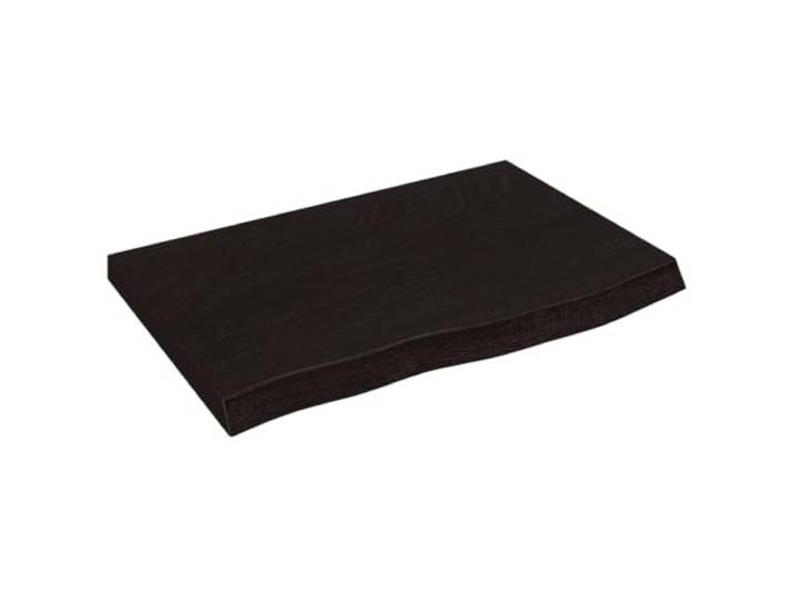 KLGBNCVE Tischplatte Massivholz Eiche Dunkelbraun 60x40cm Naturkante, Handgefertigt, Behandelte Oberfläche, DIY Ersatztischplatte
