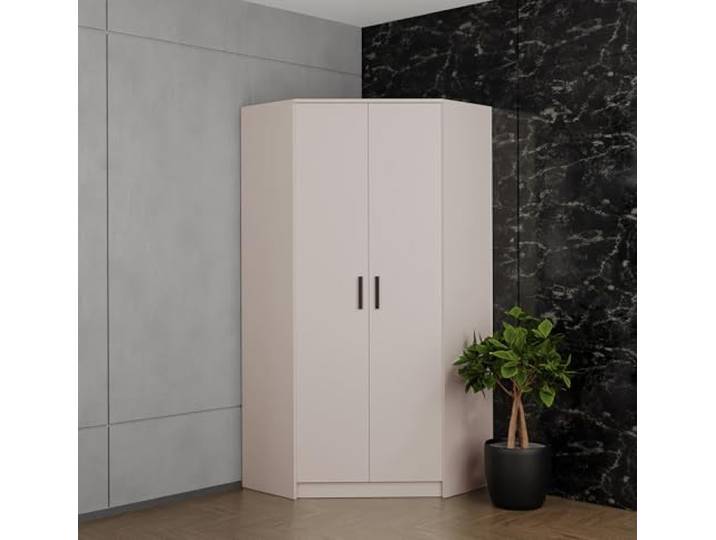 Design Möbel Eckkleiderschrank Gustavo Kleiderschrank Holz Abschließbarer Schrank Soft-Close Scharnieren PVC-Kanten Kleiderstange Kleiderschrank Kinderzimmer Artisan Eiche 91x195x91 cm