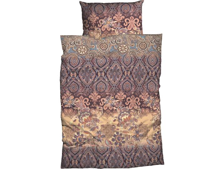 Bettwäsche CASATEX Suzani , beige (beige, blau), B/L: 200cm x 220cm, 1 Stk., 2 Stk., Satin, B/L: 80cm x 80cm & 80cm x 80cm, 3 Stk., Satin, Obermaterial: 100% Baumwolle, Bettwäsche, Bettwäsche, harmonisches Blütendesign