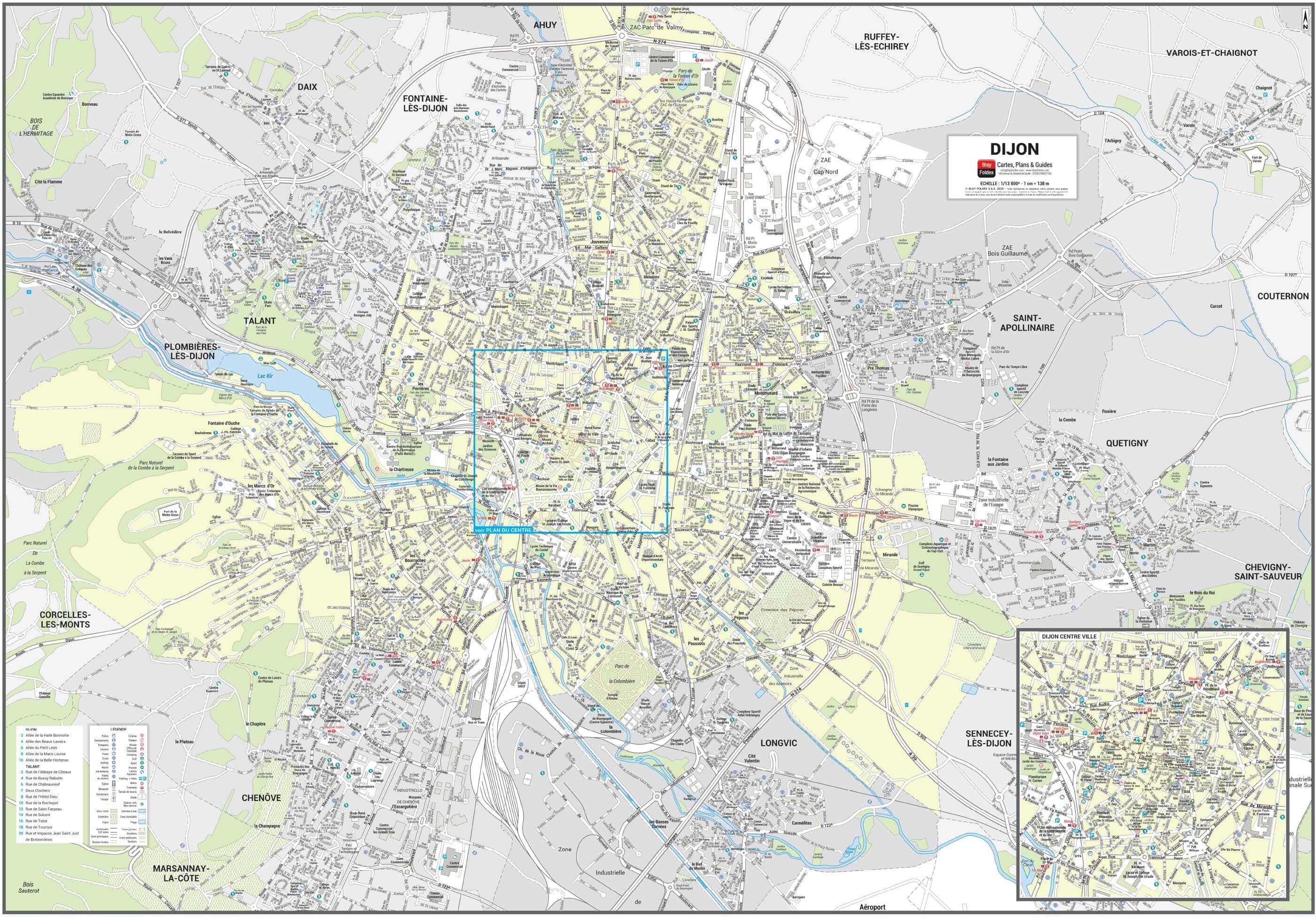 Poster de ville - Dijon (100 x 70 cm)   Blay Foldex - Papier 150 g