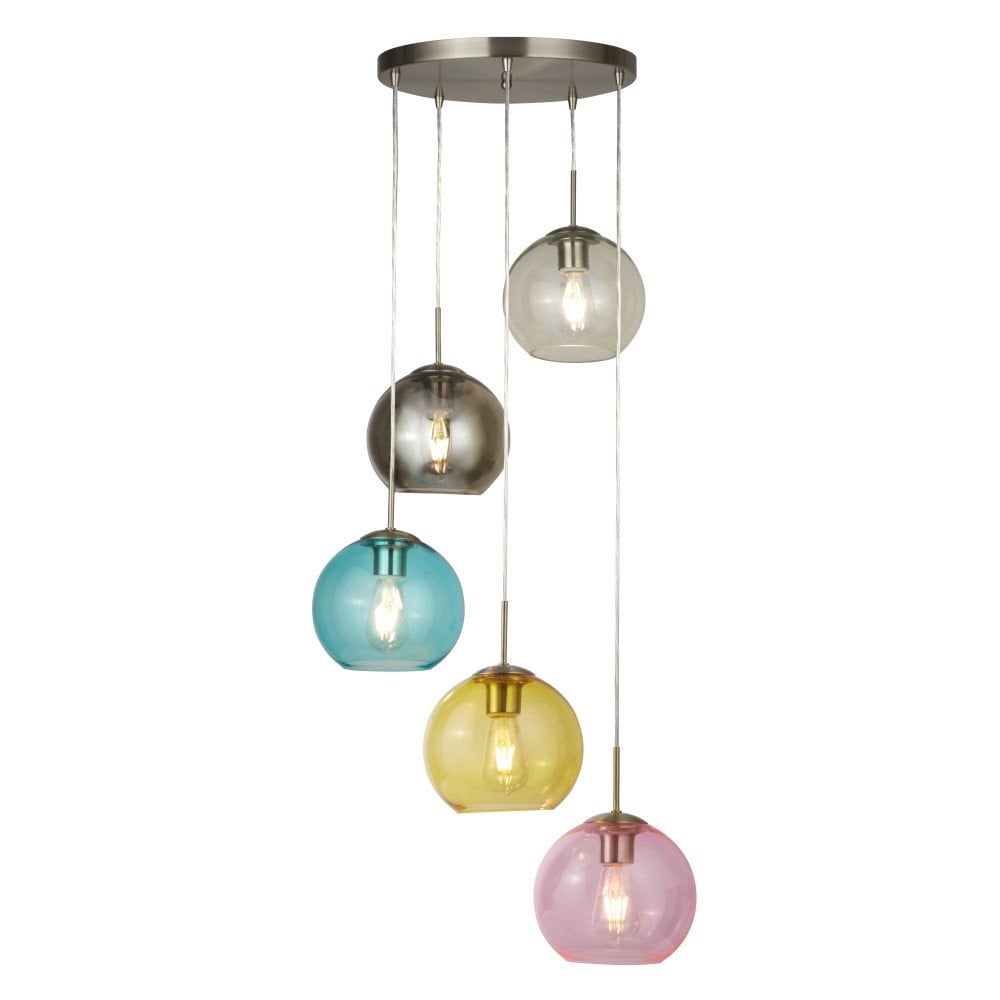 Searchlight Mardi Gras curiosa hanglamp - Zilver - Metaal en Glas