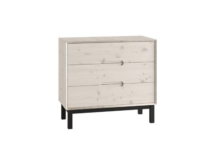 Commode 3 tiroirs Pinio Country Bois blanchi