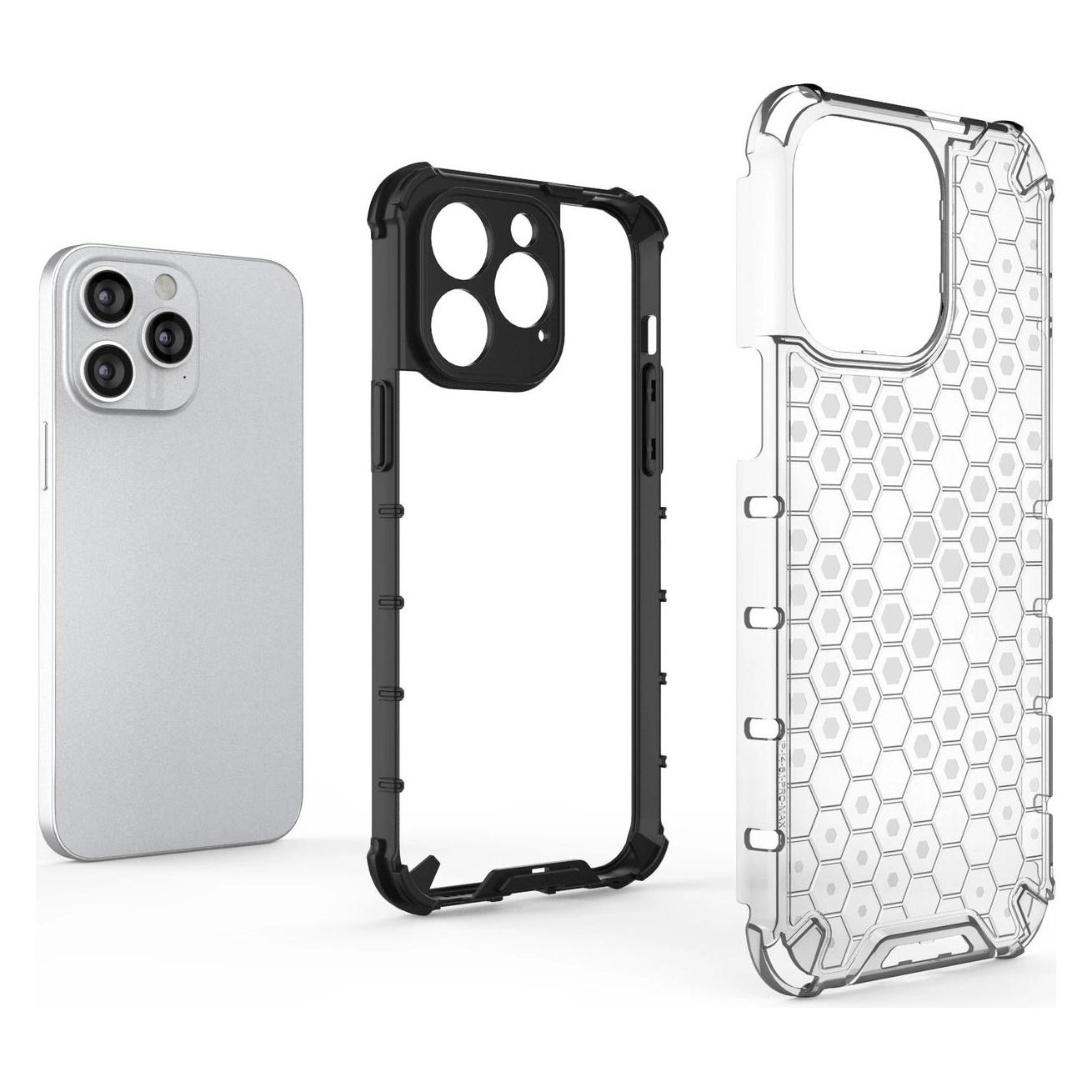 Hurtel Wabenhülle für iPhone 14 Pro Max gepanzerte Hybridhülle schwarz (Apple iPhone 14 Pro Max) (1404978613)