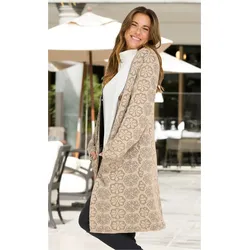 Baumwoll-Mix-Jacke in Jacquard sand in Größe 48/50 von DW-Shop, Sand, 48/50