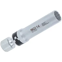 BGS 2390 Gelenkeinsatz 14mm für Zündkerzen Zwölfkant mit Haltefeder Antrieb 10mm (3/8")