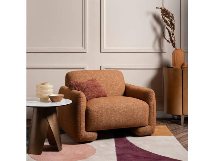 Fauteuil de salon couleur rouille MASSA