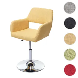 Einzelst�ck | Esszimmerstuhl HWC-A50 III, Stuhl Küchenstuhl, Retro 50er Jahre, Stoff/Textil ~ gelb, Chromfuß
