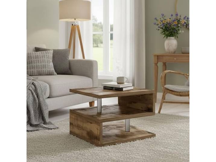 Dmora - Couchtisch Gianni, Wohnzimmer-Couchtisch, niedriges Aufbewahrungselement, Couchtisch, 55x55x41 cm, Ahorn