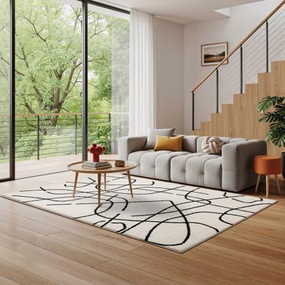 ROW Quinn Mid-Century Abstract Lines Beige/ Black Area Rug