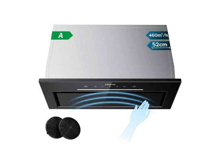 CIARRA Unterbauhaube 52 cm Einbauhaube 466 m³/h Touch & Wave Control VM5931A Einbau-Dunstabzugshaube Touch & Handgesten-Steuerung, Umluft & Abluft