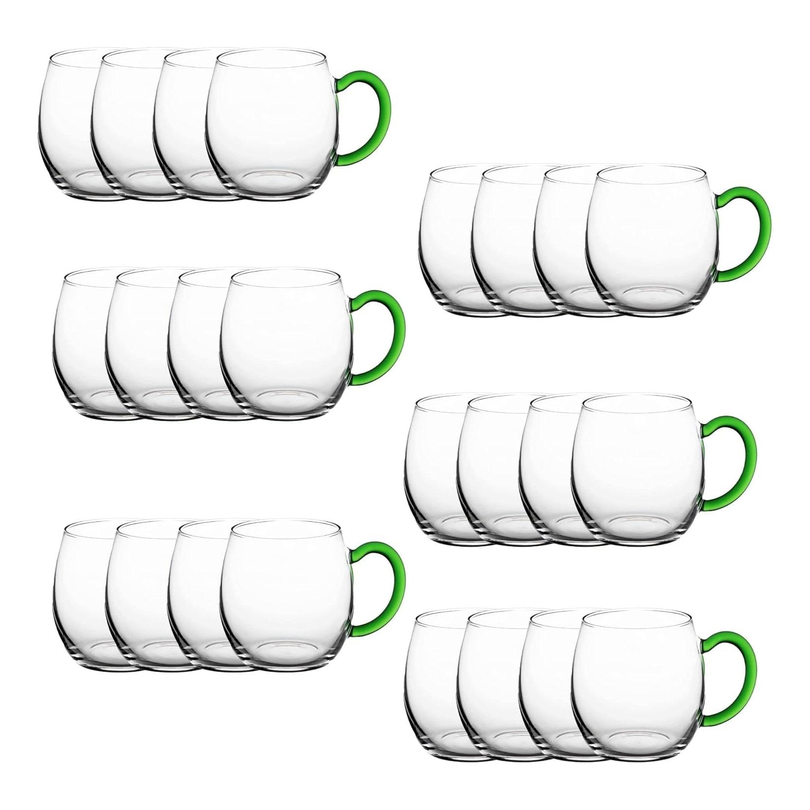 24 xWeinseidel mit grünem Henkel 250 ml Weinglas geeicht Glas Weißweinglas Glühweingläser Glühweintasse Punchgläser Teegläser mit Henkel Schorleglas