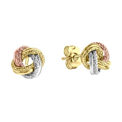 Paar Ohrstecker VIVANCE "585/- Gelbgold tricolor strukturiert", bunt (mehrfarbig), Ohrringe, Damen, one-size, Gold
