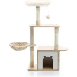Fudajo Kratzbaum (106 cm, Beige, Holz), Katzenbaum