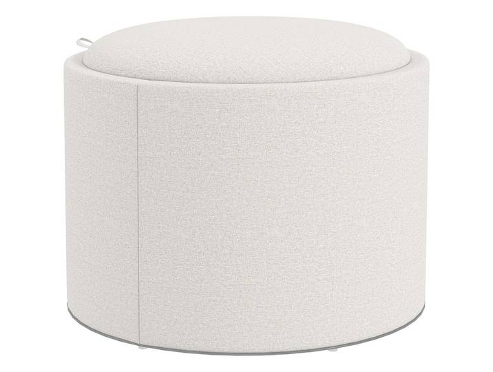 SITZHOCKER Rund mit Polsterung und Stauraum, Klappdeckel, Creme