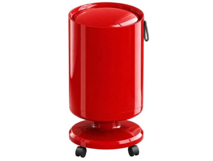 WSJJXS Mülleimer mit Rollen und Druckdeckel Abfalleimer UK, Doppelter Inneneimer, Leichte Reinigung, Geruchsschutz(Red,Style B10L)