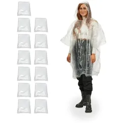 Relaxdays Einweg Regenponcho 13er Set Transparent