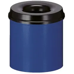 Papierkorb (feuersicher) rund 80 L blau-schwarz selbstlöschender Papierkorb Farbe blau, mit Deckel schwarz