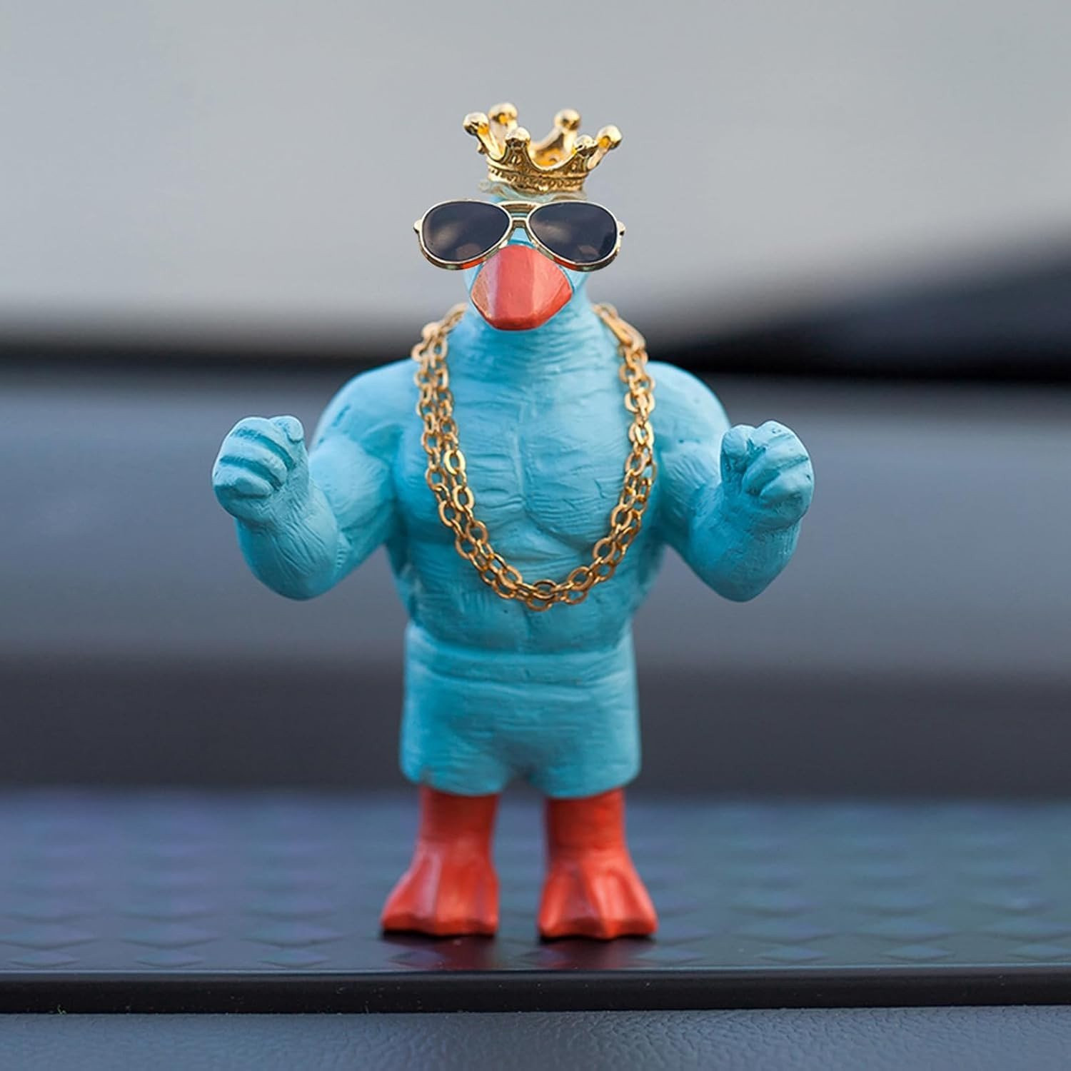 Blauw Mini Spier Eend Ornament voor Auto, Huis en Kantoor