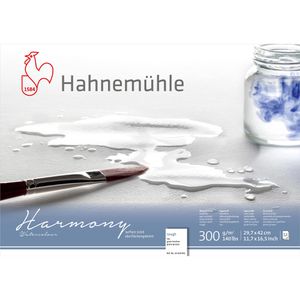 Hahnemühle Aquarellpapier Harmony Aquarell, A3, 300 g/m², naturweiß, rau, geleimt, 12 Blatt