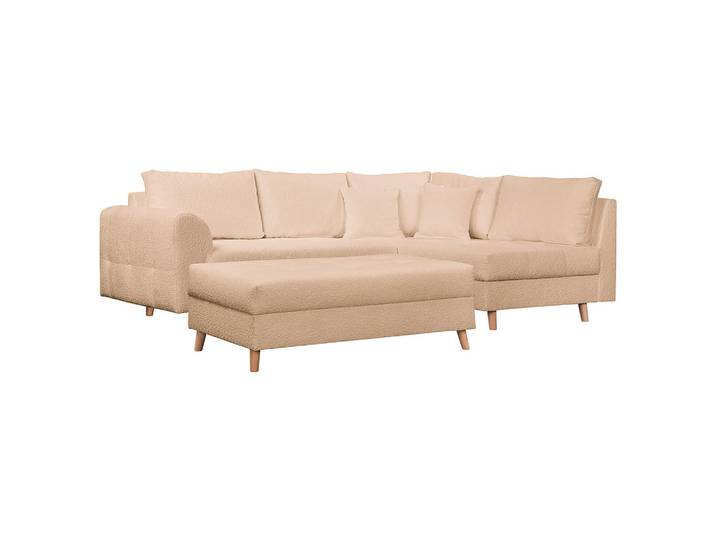 Ecksofa, Beige, 231x161 cm, Textil & Buche, 4-Sitzer, L-Form, Rechts, Livetastic