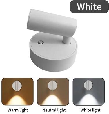 Inspired Living MagnaGlow Rechargeable Magnetic Wall Light Dimmable USB Rechargeable LED Light For Bedside Reading white