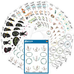 Zweckform Sticker 51014, Z-Design Set Ostern, Osterhasen, Ostereier, Schriftzug, 272 Aufkleber, 272 Stück