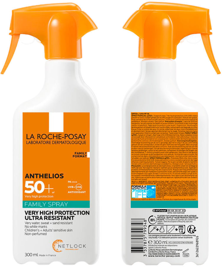 La Roche Posay Anthelios Invisible Family Spray résistant à l’eau, à la sueur et au sable SPF50+ 300 ml