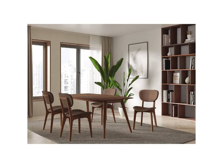 Polsterstuhl Nadir 2er-Set 50 x 88 x 62cm Braun/Tabakbraun Nussbaum Dekor
