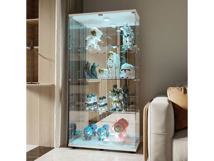 Vitrine - SOMUBI - 80x36x164cm - Verre trempé miroir - Éclairage LED - 4 niveaux