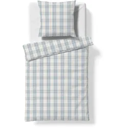 fleuresse Bettwäsche Musselin buntgewebt Faro 624532-0002 blau 155x200 cm + 80x80 cm