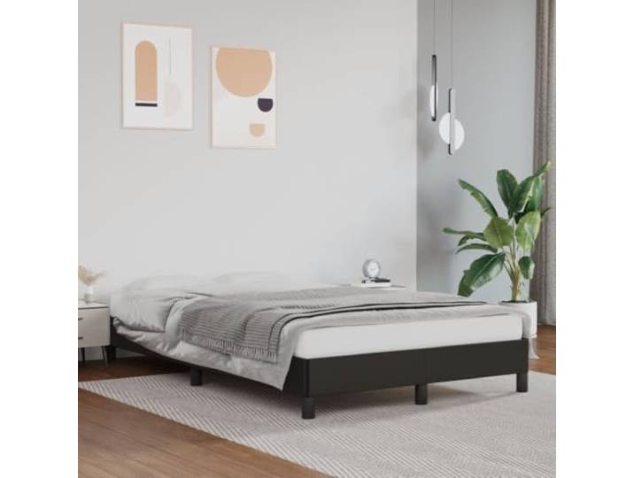 Xolmizyn Bettgestell, 120x190 cm Bettrahmen aus Kunstleder, Schwarz Stabile Stützbeine, Langlebiges Material, Leichte Reinigung, Sperrholzlatten