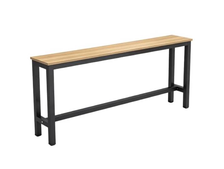 Vyntyra Langer, schmaler,hoher Kneipentisch,Thekentisch,Café,kein Hocker Metallrahmen,Metallfußstütze,verstellbare Füße,Bodenschutz,rechteckig,einfach zu montieren(E,140cm)