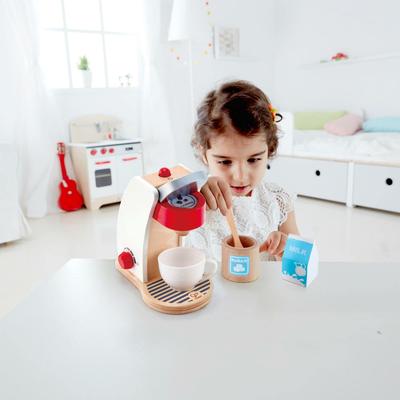Hape My Coffee Machine Wooden Kitchen Accessory for Children, 6 Piece Set-White