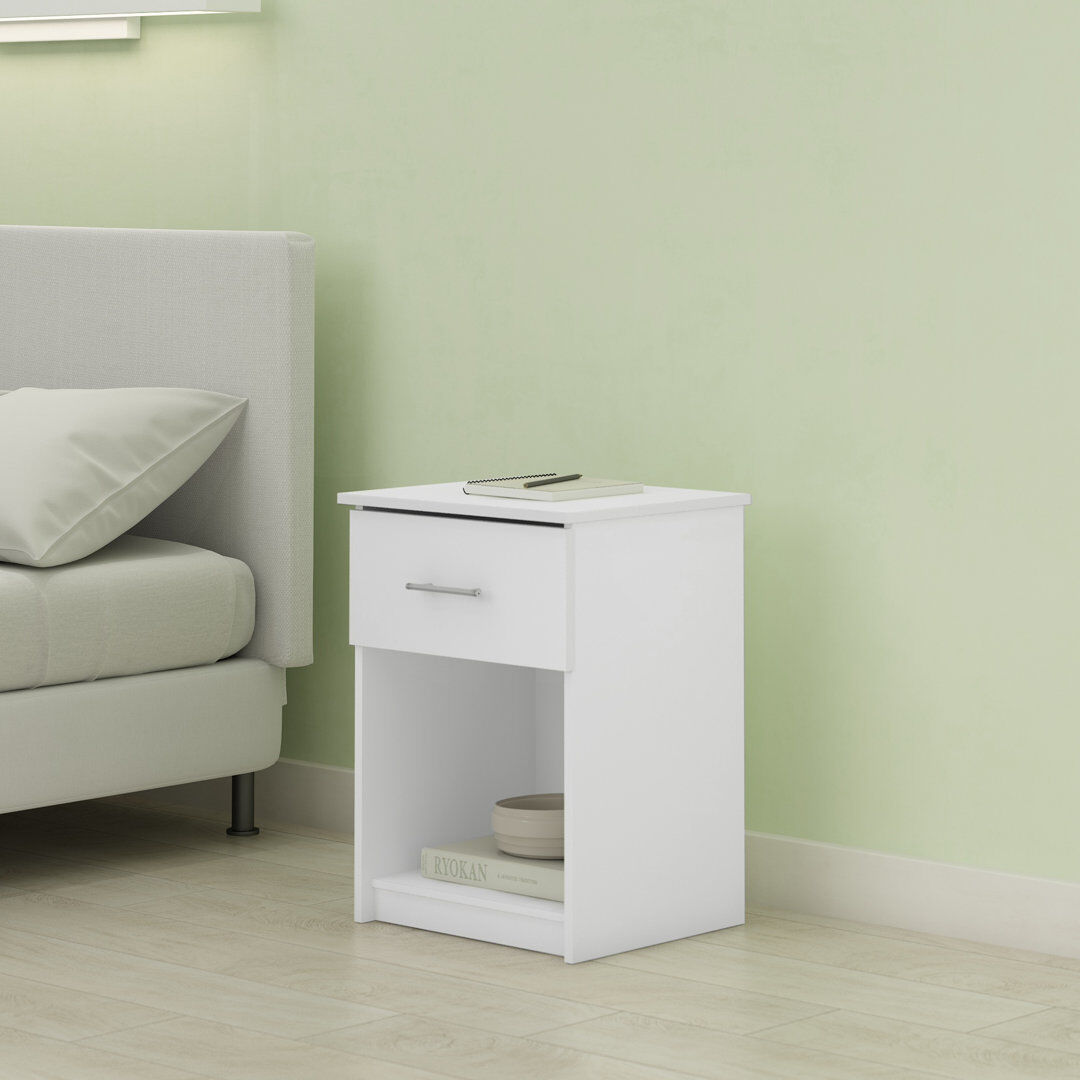 17 Stories Helio 45.2cm W Manufactured Wood Bedside Table White 61.5cm H X 45.2cm W X 39.6cm D