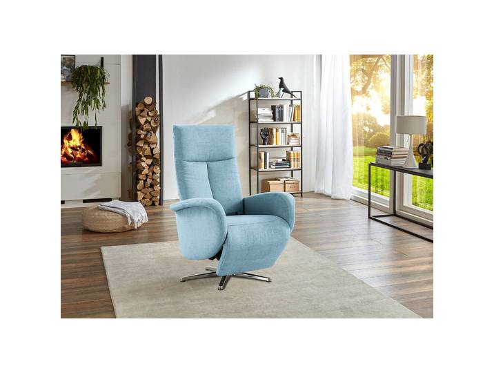 Relaxsessel Nesebar II Blau Flachgewebe Olea Elektrisch verstellbar: 2 Motoren mit Kabel mit Aufstehhilfe/Relaxfunktion 75 x 112 x 82cm