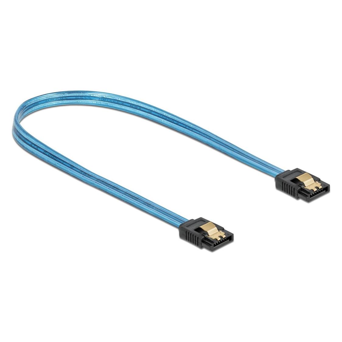 Delock SATA-Kabel UV Leuchteffekt blau 0.7 m (70 cm, SATA) (82133)