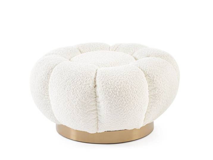 Pouf en tissu bouclé blanc