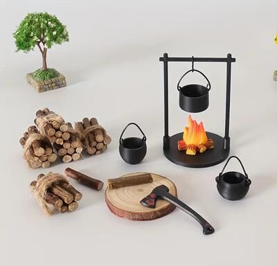 Lush Living Finds Decorative Mini Campfire And Teapot Statue, Desktop Photo Props For Christmas Gifts Decorative Mini Campfire And Teapot Statue, Desktop Photo Props For Christmas Gifts