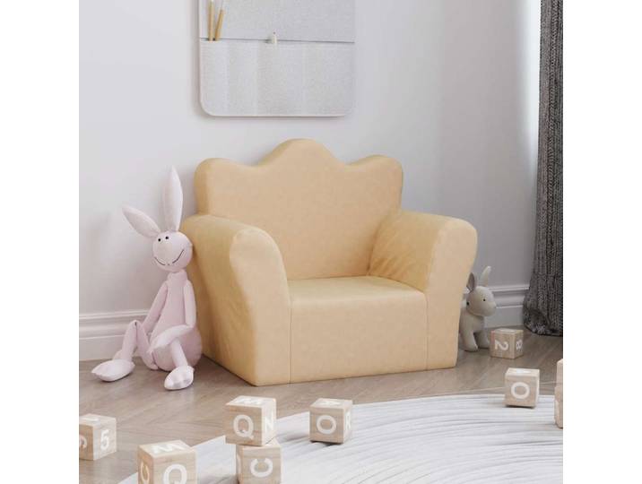 vidaXL Kindersofa Creme Weicher Plüsch