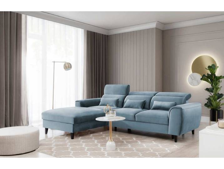 Designer Ecksofa Forino mit Schlaf- und Klappfunktion - Grün - Links - Luxusbetten24