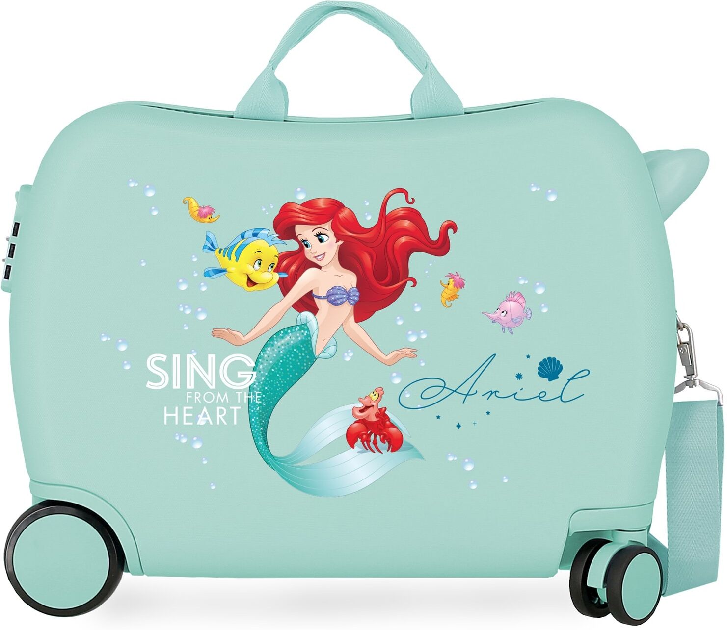 Disney Maleta infantil 2 ruedas multidireccionales ariel. Azul