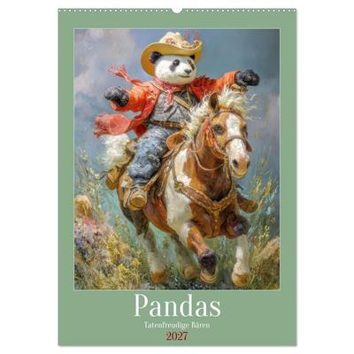Pandas - Tatenfreudige Bären (Wandkalender 2027 DIN A2 hoch), CALVENDO Monatskalender