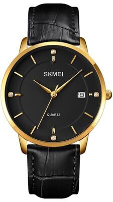 Everyday Crate SKMEI 1801 Mens Quartz Watch Casual Calendar Waterproof Wristwatch gold And Black
