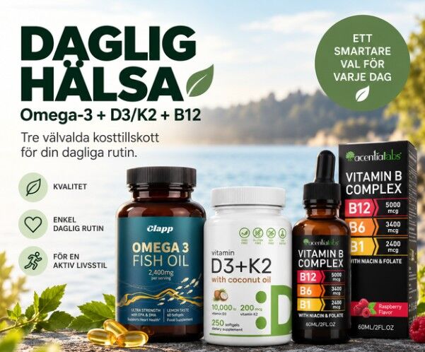 Pleasuredome Daglig Hälsa Omega3 + D3/K2 + B Complex Paket
