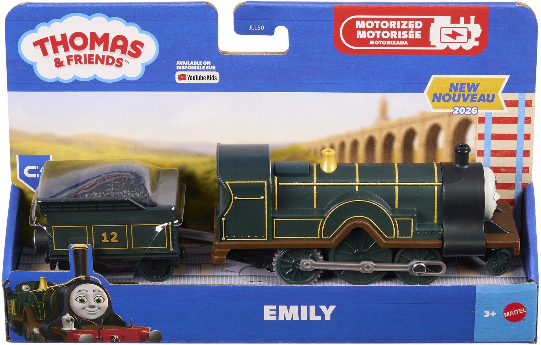 Thomas & Friends Motorized Engine Emily with Tender - Battery-Powered Toy Train for Kids - Green - Mattel