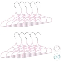 Relaxdays 20 x Kinderkleiderbügel Stern hellrosa Rosa,Silber