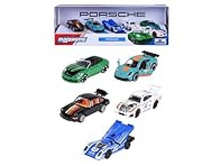 Majorette - Porsche 5 Pièces Giftpack - 2 Modèles Exclusifs - Véhicules à Roues Libres - Reproduction Originale à l'Echelle 1/64ème - Fonctions de Jeu - A Partir de 3 Ans