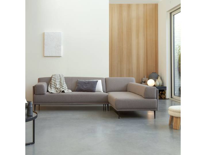 Ecksofa Finn mit Eckelement rechts und maulwurfsgrau Stoffbezug 270 x 180 cm ,4-Sitzer - Grau