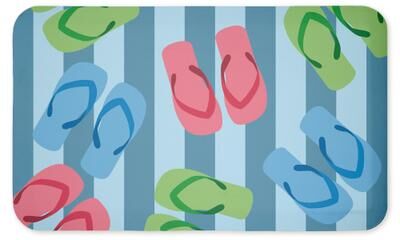 "Stupell Summer Flip Flop & Stripe Designs Kitchen Mat Design By Lil' Rue, 18x30 - 18"" x 30"""